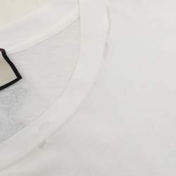 Gucci White Logo Print Cotton Round Neck T-Shirt L