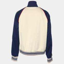 Gucci Colorblock Jersey Pattern Web Accent Varsity Jacket L