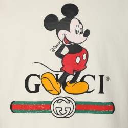 Gucci X Disney Cream Logo Printed Cotton Crewneck Oversized T-Shirt XS