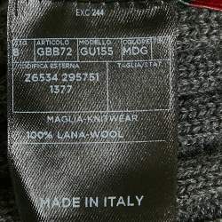 Pre Owned Gucci Grey Rib Knit Wool Knit Cardigan L