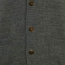 Pre Owned Gucci Grey Rib Knit Wool Knit Cardigan L