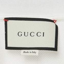 Gucci White Cotton Pique Bee Embroidered Polo T-Shirt XS