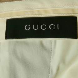 Gucci Beige Herringbone Cotton Regular Fit Trousers M