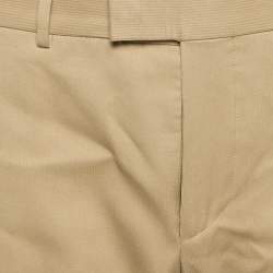 Gucci Beige Herringbone Cotton Regular Fit Trousers M