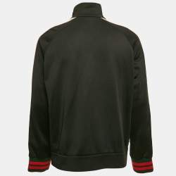 Gucci Black Logo Stripe Sleeve Technical Jersey Track Jacket L