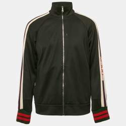 Gucci Black Logo Stripe Sleeve Technical Jersey Track Jacket L