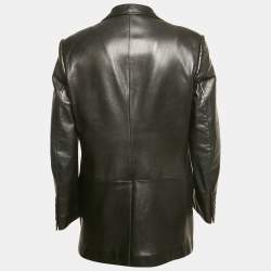 Gucci Black Leather Single Breasted Blazer L