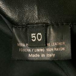 Gucci Black Leather Single Breasted Blazer L