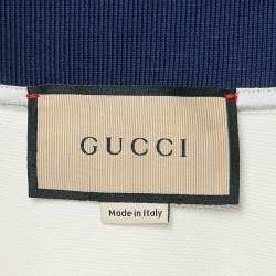 Pre Owned Gucci Off-White Logo Embroidered Cotton Pique Polo T-Shirt XL