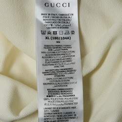 Pre Owned Gucci Off-White Logo Embroidered Cotton Pique Polo T-Shirt XL