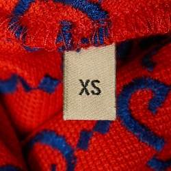 Pre Owned Gucci Red GG Supreme Embroidery Cotton Pique Polo T-Shirt XS