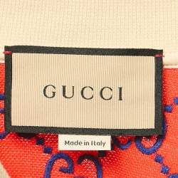 Pre Owned Gucci Red GG Supreme Embroidery Cotton Pique Polo T-Shirt XS