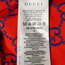 Pre Owned Gucci Red GG Supreme Embroidery Cotton Pique Polo T-Shirt XS