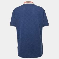 Gucci Blue GG Embroidered Cotton Pique Polo T-Shirt S
