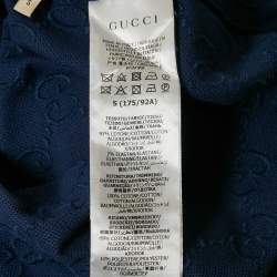 Gucci Blue GG Embroidered Cotton Pique Polo T-Shirt S