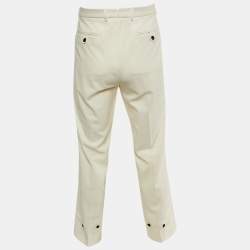 Gucci Ivory Wool Crepe Tailored Pants M