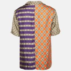 Gucci Multicolor Geometric GG Print Button Front Bowling Zaidf Shirt S