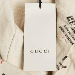 Gucci Off-White Stamp Print Cotton Button Front Jacket S