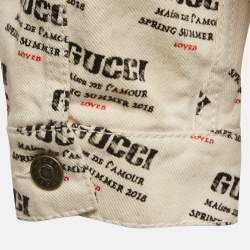 Gucci Off-White Stamp Print Cotton Button Front Jacket S