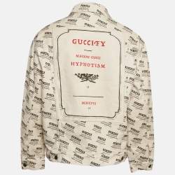 Gucci Off-White Stamp Print Cotton Button Front Jacket S