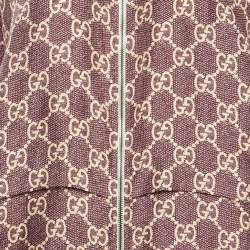 Pre Owned Gucci Burgundy GG Supreme Print Silk Jacket and Shorts Set S/XXXS