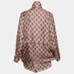 Pre Owned Gucci Burgundy GG Supreme Print Silk Jacket and Shorts Set S/XXXS