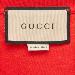 Gucci Red Logo Print Jersey Crew Neck T-Shirt S