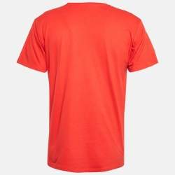 Gucci Red Logo Print Jersey Crew Neck T-Shirt S