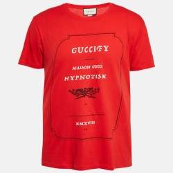 Gucci Red Printed Jersey Crew Neck T-Shirt S