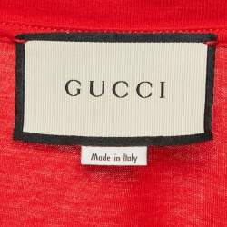 Gucci Red Printed Jersey Crew Neck T-Shirt S