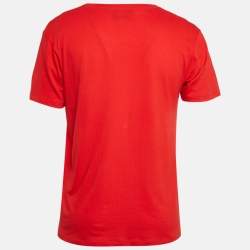 Gucci Red Printed Jersey Crew Neck T-Shirt S