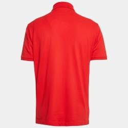 Gucci x Adidas Red Cotton Pique Polo T-Shirt L