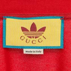 Gucci x Adidas Red Cotton Pique Polo T-Shirt L