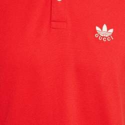 Gucci x Adidas Red Cotton Pique Polo T-Shirt L