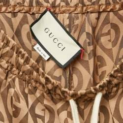 مملوكة مسبقًا Gucci Brown Leather Trim Jacquard Track Pants M