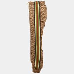 مملوكة مسبقًا Gucci Brown Leather Trim Jacquard Track Pants M