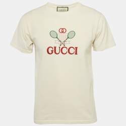 Gucci Off-White GG Tennis Embroidery Cotton Oversized T-Shirt XXS
