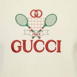 Gucci Off-White GG Tennis Embroidery Cotton Oversized T-Shirt XXS