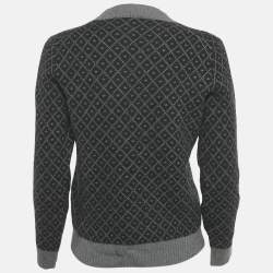 Gucci Black/Grey Diamante Wool Knit V-Neck Sweater M