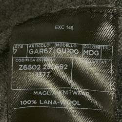 Gucci Grey Wool V-Neck Long Sleeve Sweater M