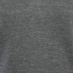 Gucci Grey Wool V-Neck Long Sleeve Sweater M