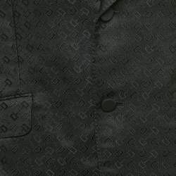 Gucci Black Horse-bit Jacquard Single Breasted Blazer M