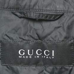 Gucci Midnight Blue Synthetiic Zip Front Bomber Jacket M