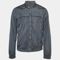 Gucci Midnight Blue Synthetiic Zip Front Bomber Jacket M
