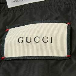 مملوكة مسبقًا جاكيت غوتشي هودي نايلون وحرير ساتان متعدد الألوان بسحاب أمامي مزين بشريط مقاس صغير (سمول)