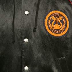 مملوكة مسبقًا جاكيت غوتشي هودي نايلون وحرير ساتان متعدد الألوان بسحاب أمامي مزين بشريط مقاس صغير (سمول)