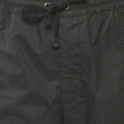 Pre Owned Gucci Black Web Trim Cotton Jogger Pants L