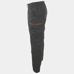 Pre Owned Gucci Black Web Trim Cotton Jogger Pants L