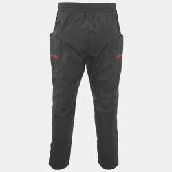 Pre Owned Gucci Black Web Trim Cotton Jogger Pants L