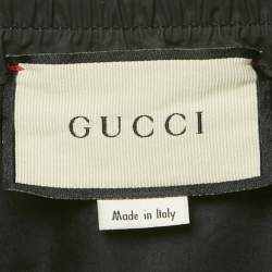 Pre Owned Gucci Black Web Trim Cotton Jogger Pants L